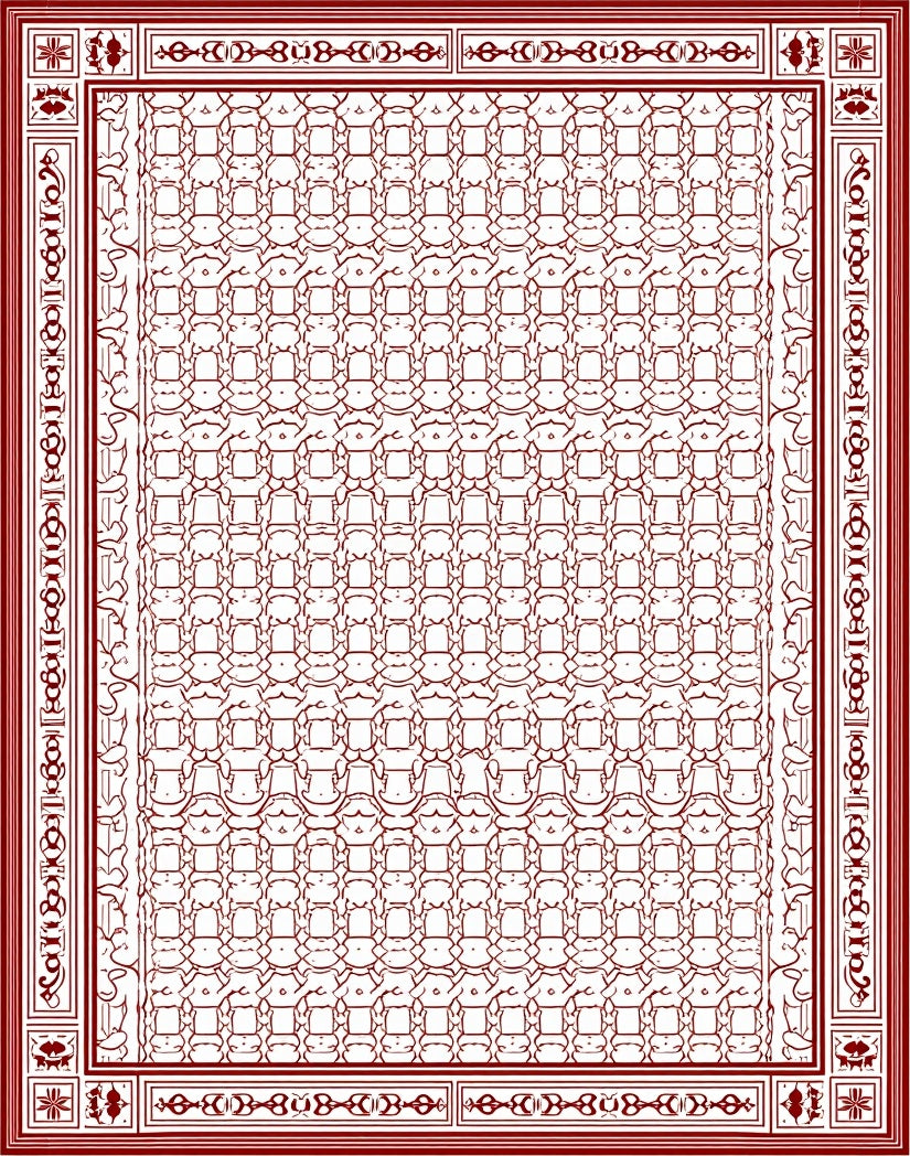 Deep Red Ornate Lattice Rug