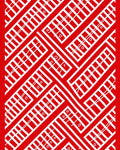Bold Red White Geometric Herringbone Rug