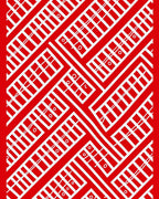 Bold Red White Geometric Herringbone Rug