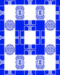 Vivid Blue Geometric Mosaic Rug