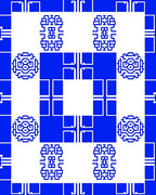 Vivid Blue Geometric Mosaic Rug