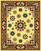 Crimson Gold Floral Scatter Medallion Rug