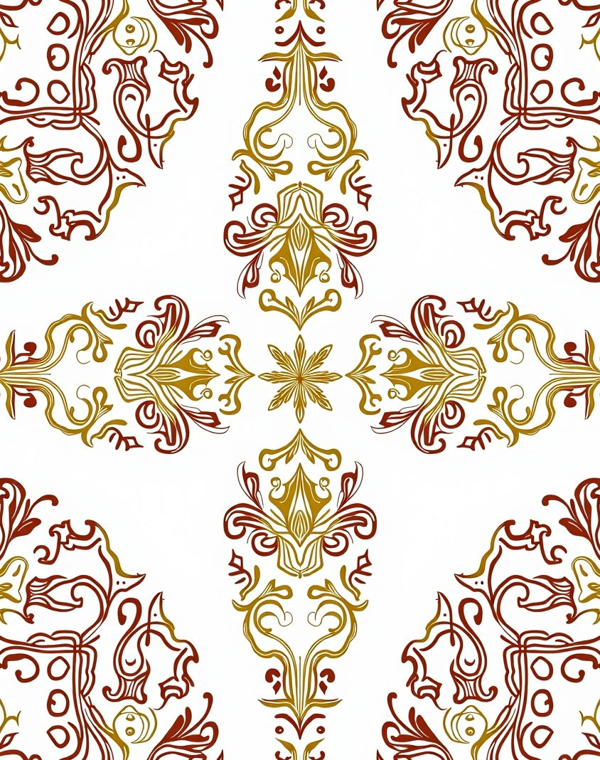 Gilded Maroon Baroque Floral Rug