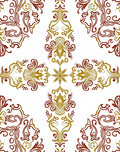 Gilded Maroon Baroque Floral Rug