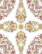 Gilded Maroon Baroque Floral Rug