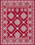 Crimson White Floral Starburst Medallion Rug