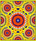 Vibrant Orange Blue Floral Mandala Rug