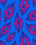 Vibrant Pink Blue Peacock Feather Rug