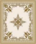 Golden Scrollwork Floral Centerpiece Rug