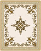 Golden Scrollwork Floral Centerpiece Rug