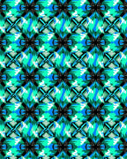 Vibrant Teal Blue Geometric Starburst Rug