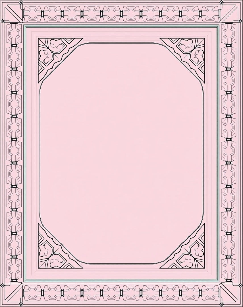 Pale Pink Ornamental Geometric Border Rug