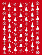 Red White Christmas Trees Snowflakes Rug