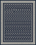 Navy Cream Traditional Geometric Border Rug