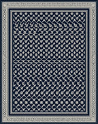 Navy Cream Traditional Geometric Border Rug