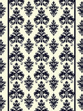 Black Damask Scrollwork Ivory Background Rug