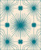 Teal Sunburst Geometric Medallion Rug