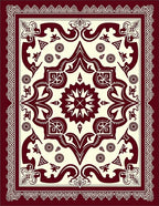 Crimson Baroque Floral Medallion Rug