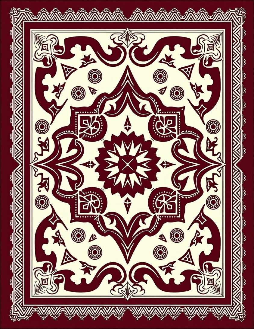 Crimson Baroque Floral Medallion Rug