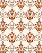 Antique Amber Damask Scroll Rug