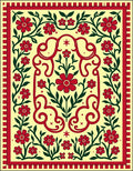 Crimson Blossoms In Greenery Lace Rug