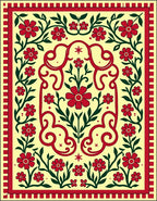 Crimson Blossoms In Greenery Lace Rug