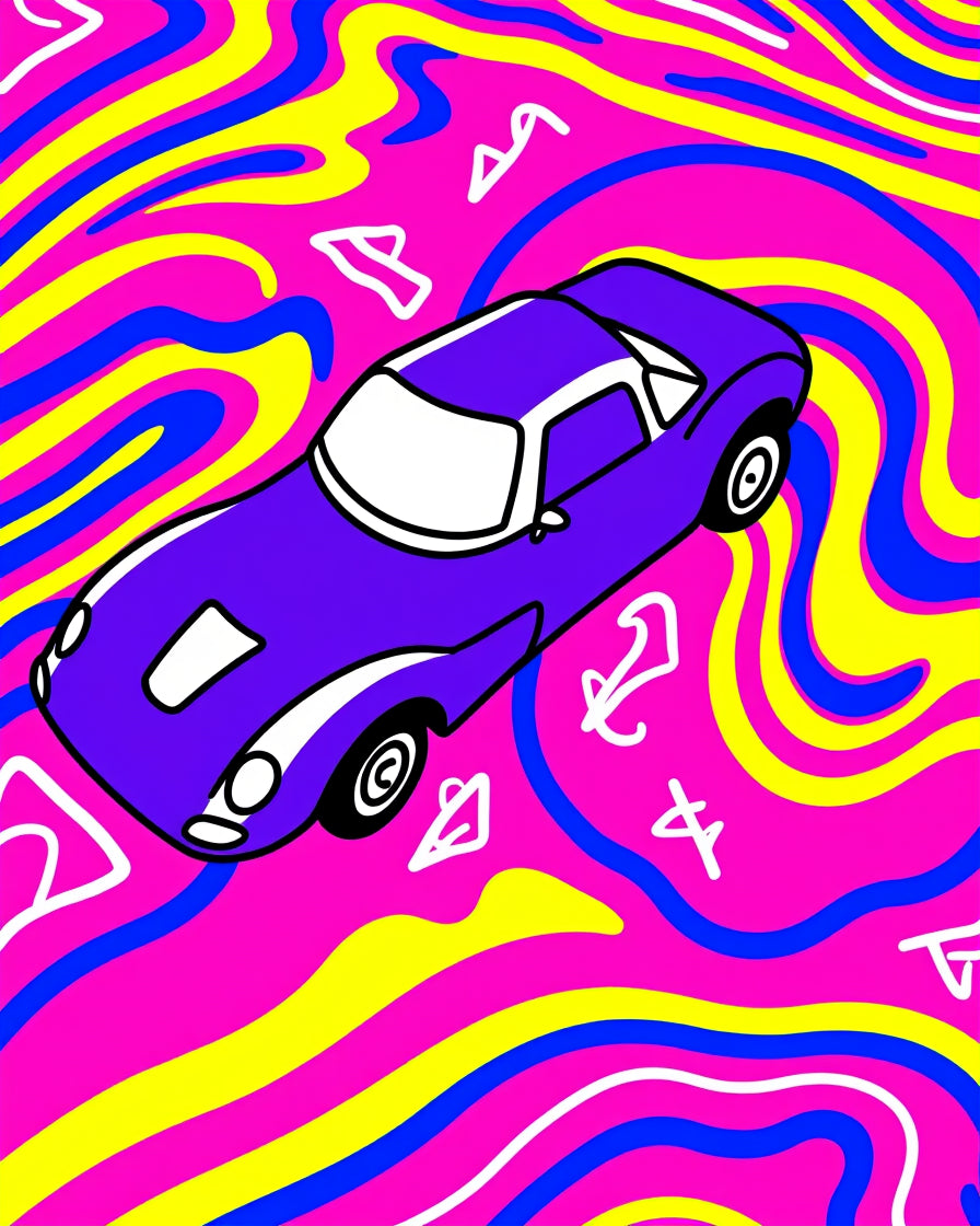 Vibrant Purple Car Swirl Background Rug