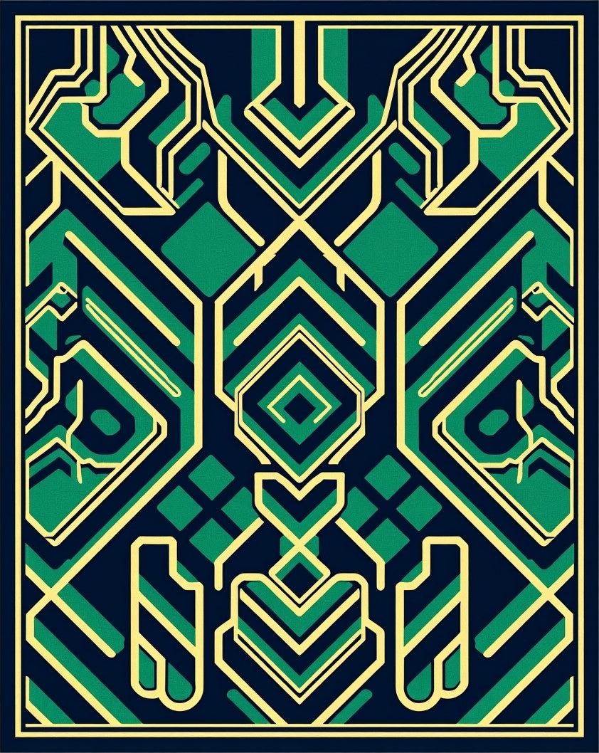 Art Deco Emerald Circuit Board Rug