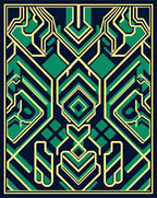 Art Deco Emerald Circuit Board Rug