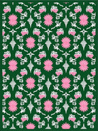 Pink Floral Emerald Garden Repeat Rug