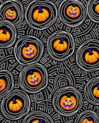 Whimsical Orange Pumpkin Circles Rug
