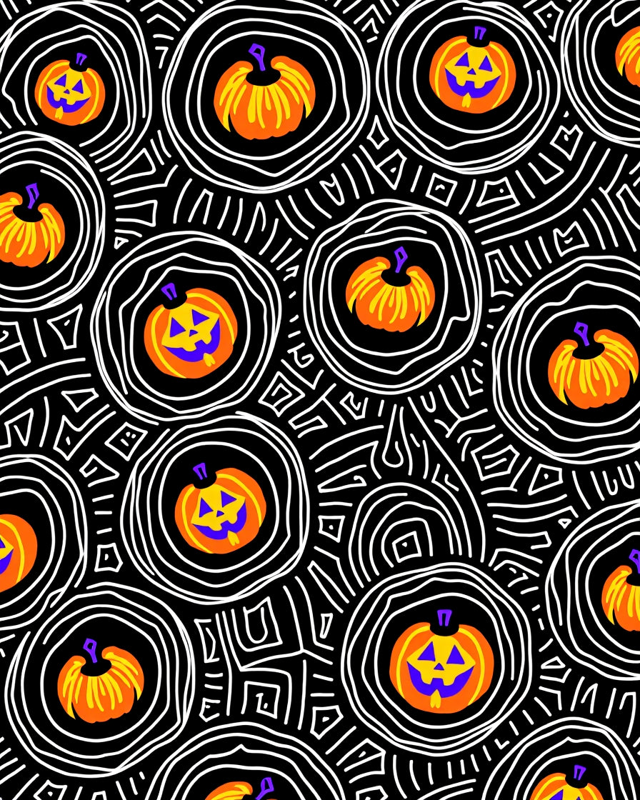 Whimsical Orange Pumpkin Circles Rug