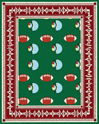 Green Football and Eye Border Rug