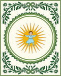 Whimsical Child Sunburst Green Border Rug