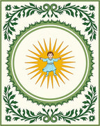 Whimsical Child Sunburst Green Border Rug