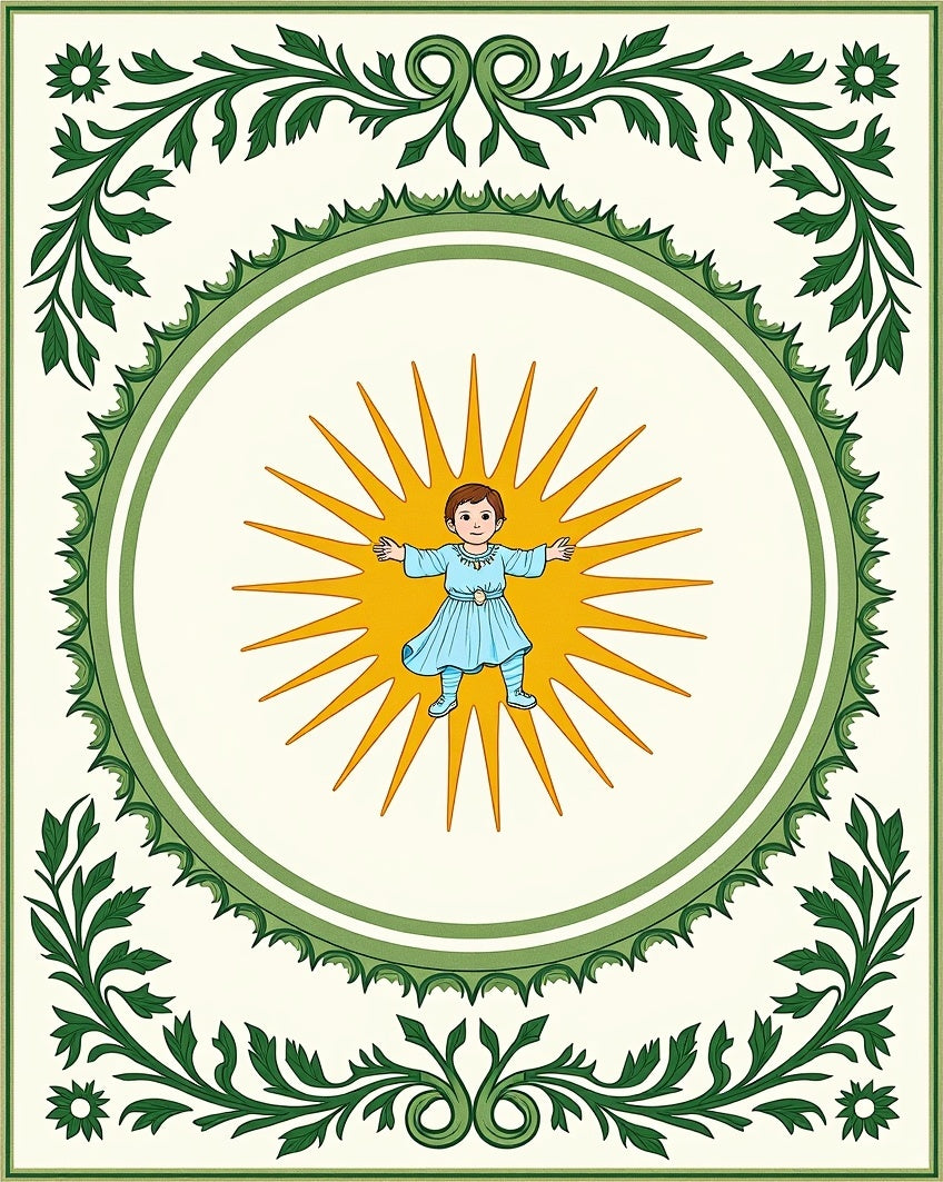Whimsical Child Sunburst Green Border Rug