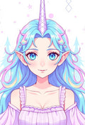 Cute Unicorn Girl Pastel Hair Rug