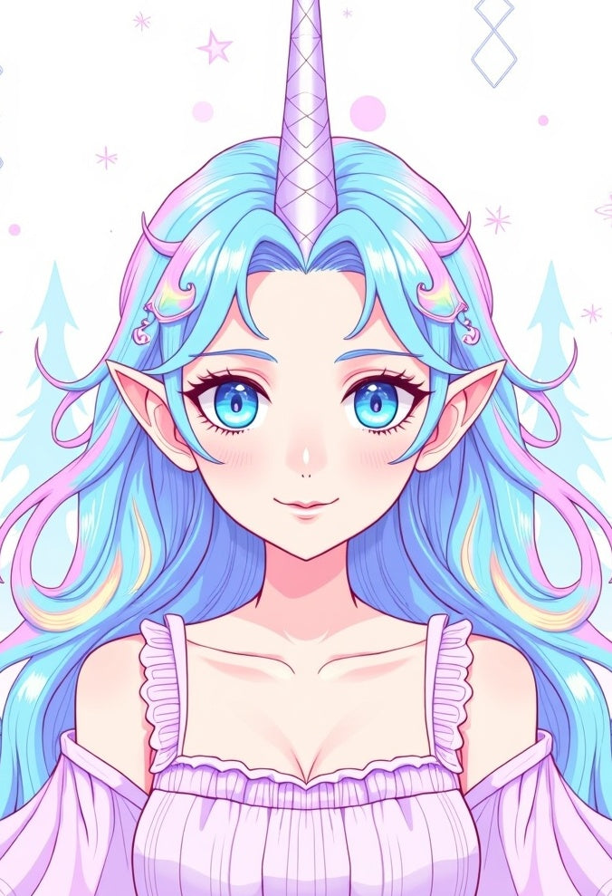 Cute Unicorn Girl Pastel Hair Rug