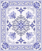 Periwinkle Floral Scroll Medallion Rug