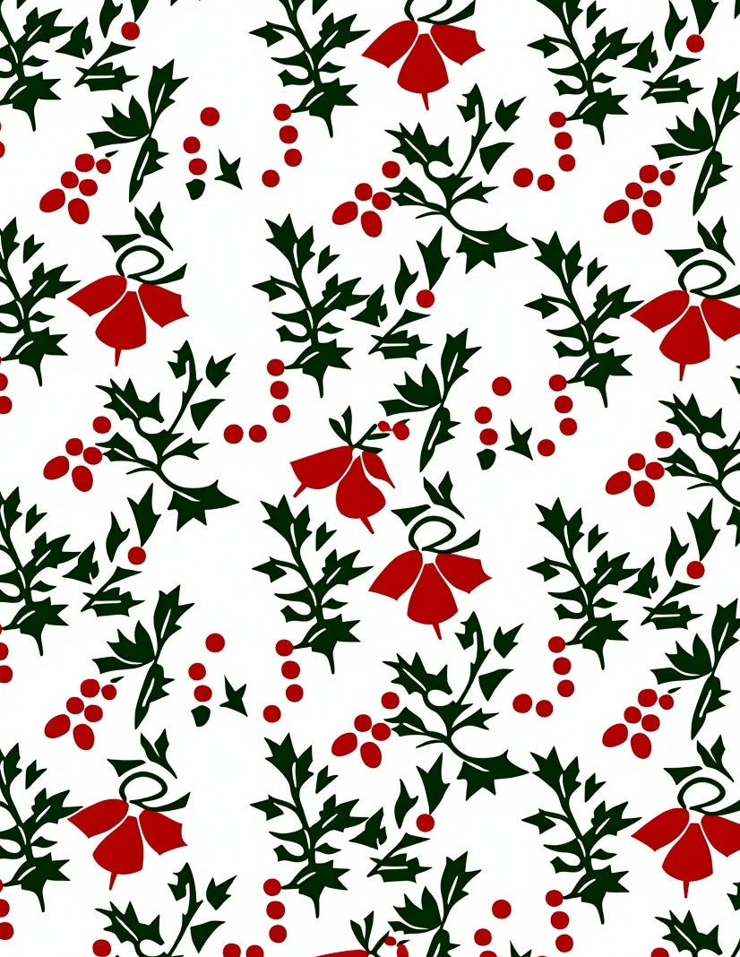 Red Berry Holly Branch Whimsical Rug