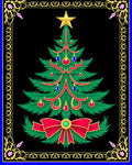 Festive Emerald Christmas Tree Bow Rug