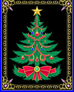 Festive Emerald Christmas Tree Bow Rug
