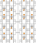 White Orange Geometric Abstract Frame Rug