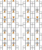 White Orange Geometric Abstract Frame Rug