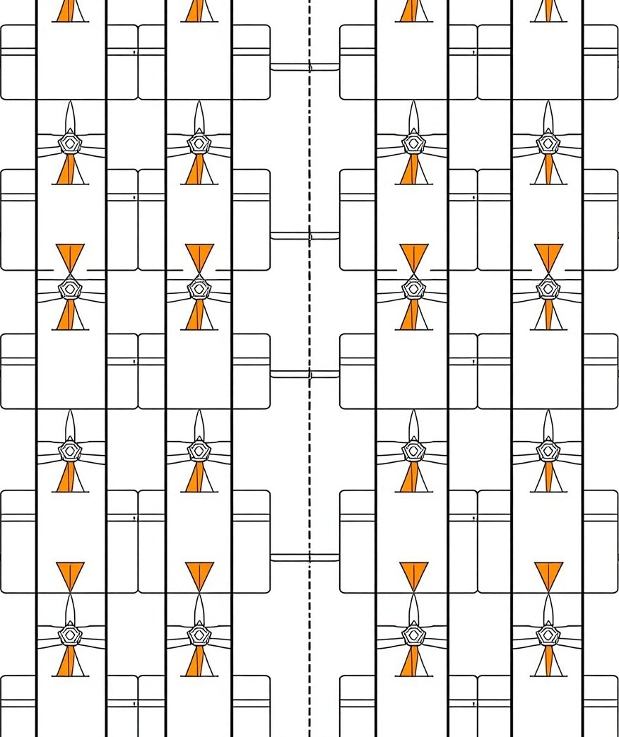 White Orange Geometric Abstract Frame Rug