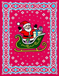 Merry Santa Sleigh Red Ornamental Rug