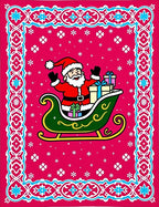 Merry Santa Sleigh Red Ornamental Rug