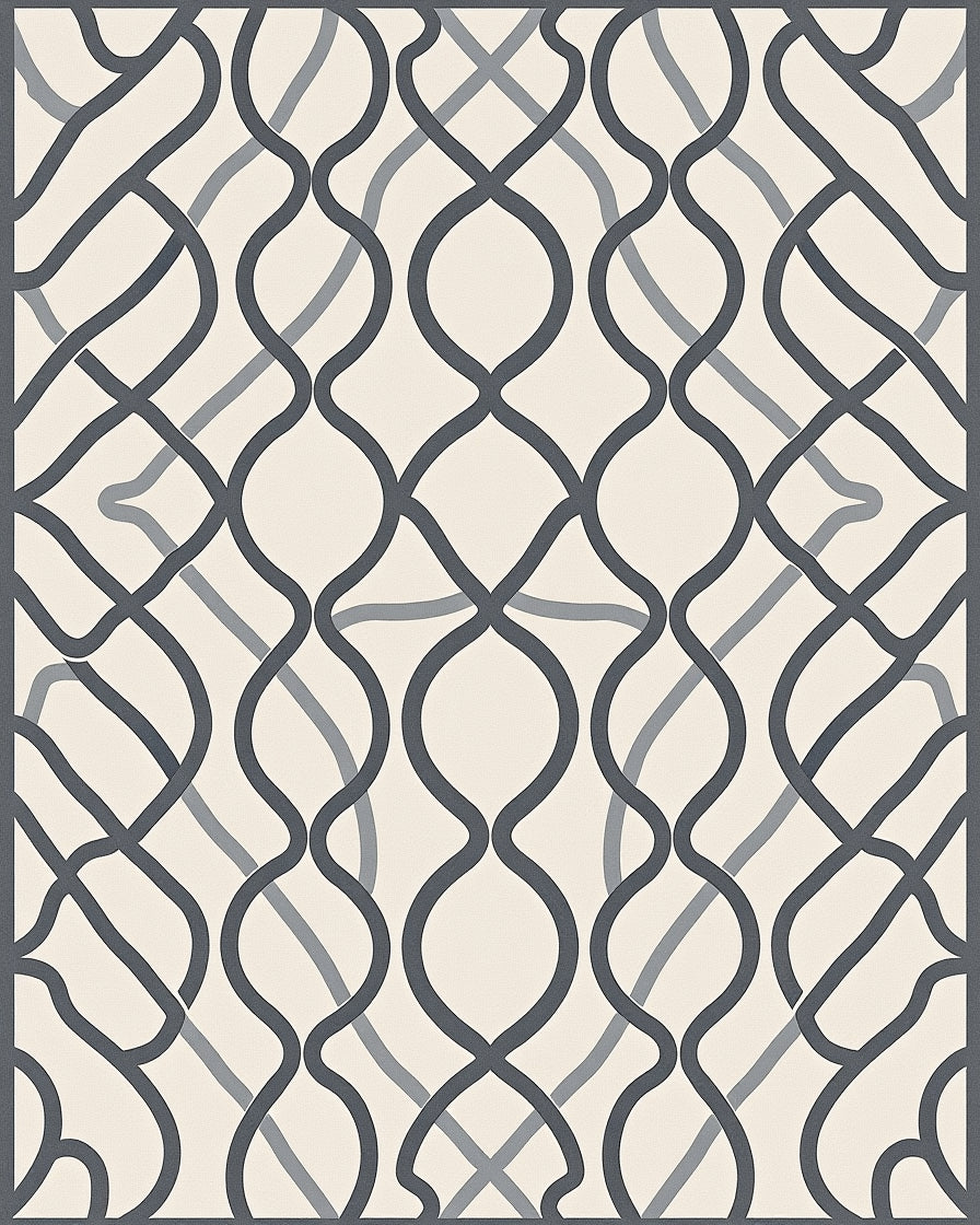 Dark Gray Intertwined Scroll Arabesque Rug