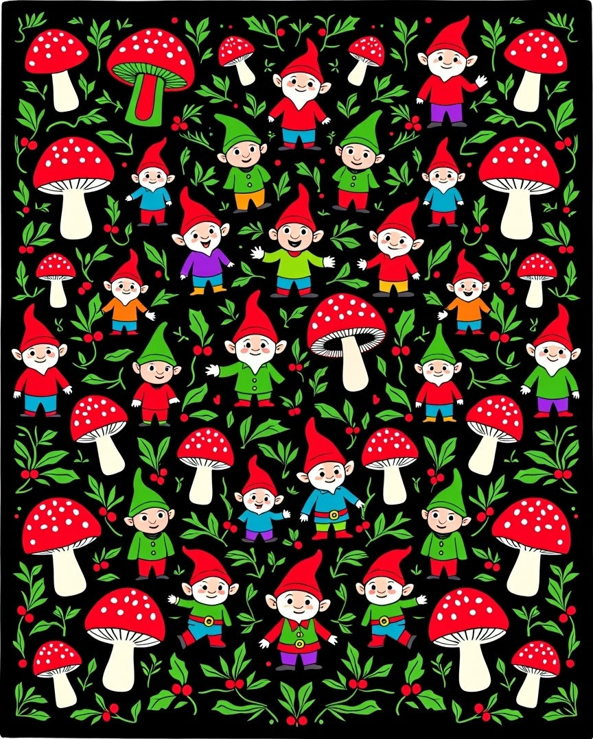 Whimsical Gnomes Mushroom Forest Collection Rug