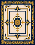 Navy gold sunburst medallion inlay Rug